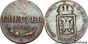 S6565 Autriche Austria Haus Habsburg 2 Kreuzer Franz Joseph I 1848 A