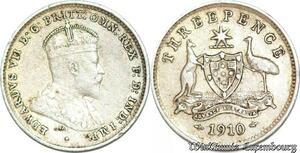 S6570 Australia 3 Pence Edouard VII Silver coin ->Make offer