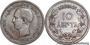 S6576 Grèce Greece 10 Lepta Georges I 1869 BB --> Faire Offre