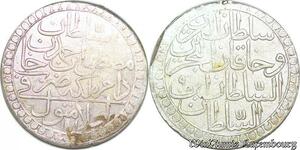 S6626 Turkey 2 Zolota 1171 AH/9 60 Para Mustafa III 1757 1774 Silver AU SUP