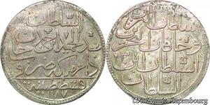S6628 Turkey 2 Zolota 1187/3 Abdul Hamid I Constantinople Silver AU SUP