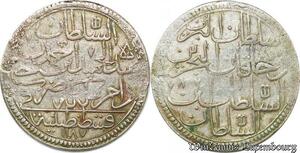 S6629 Turkey 2 Zolota 1187/8 Abdul Hamid I Constantinople Silver AU SUP !