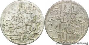 S6630 Turkey 2 Zolota 1187/9 Abdul Hamid I Constantinople Silver AU SUP !
