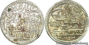 S6637 Turkey Yirmilik 1143/9 Mahmud I Constantinople Silver AU ! superbe