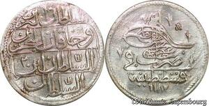 S6642 Turkey Piastre Abdul Hamid I 1187/2 Constantinople Silver AU SUP