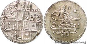 S6643 Turkey Piastre Abdul Hamid I 1187/4 Constantinople Silver