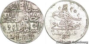 S6644 Turkey Piastre Abdul Hamid I 1187/5 Constantinople Silver