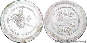 S6647 Turkey 5 Kurush Mahmud II 1223/5 Constantinople Silver AU SUP