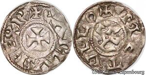S6701 Rare Charles le Chauve Denier variété Carlvs rex r MelleArgent